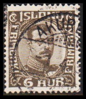 1920. ISLAND.  King Christian X. Thin, Broken Lines In Ovl Frame. 6 Aur Grey With Fine Cancel ... (Michel 87) - JF543271 - Gebraucht