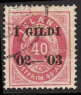 1902. I GILDI. 40 Aur Lilac. Perf. 14x13½. Black Overprint.  (Michel 32A) - JF543276 - Usados