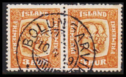 84 On 1915. Two Kings. 3 Aur Brown/yellow. Tk. 14x14½, Wm. Cross. Pair With Beautiful Cancel B... (Michel 77) - JF543279 - Oblitérés