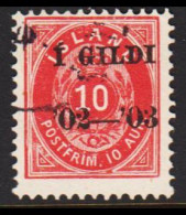 1902. I GILDI. 10 Aur Red. Perf. 12 3/4. Black Overprint.  (Michel 28B) - JF543281 - Gebraucht