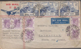 1950. HONG KONG. AIR MAIL COVER With Impressive Franking  3 Ex 30 CENTS UPU + 3 Pairs TEN CE... (Michel 175+) - JF543291 - U.P.U.