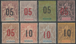 REUNION  72 à 79 * MH Type Groupe Surchargé  Série Complète 1912 (CV 30 €) [ColCla] - Nuevos