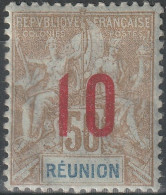 REUNION  78 * MH Type Groupe Surchargé 1912 (CV 7 €) [ColCla] 1 - Nuevos