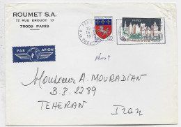 BLASON 20C SAINT LO PHOS + 2FR40 LETTRE COVER AVION MEC PARIS 16.12.1977 POUR TEHERAN IRAN - 1941-66 Stemmi E Stendardi