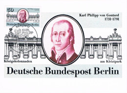 Berlin - 250e Anniversaire De La Naissance De Karl Philipp Von Gontard, Architecte CM 600 (année 1981) - Cartes-Maximum (CM)