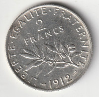 Semeuse 2 Franc Argent 1912 - Silver - - 2 Francs