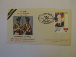 INDIA SILVER JUBBILEE 1967 - 1992 26TH BN THE MADRAS REGIMENT FDC COVER 1992 - Altri & Non Classificati