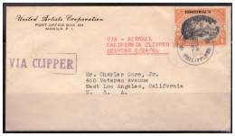 1940 PHILIPPINIES ENVELOPE SHIPPED VIA CLIPPER, FROM MANILA TO LOS ANGELES, CALIFORNIA USA - Filipinas
