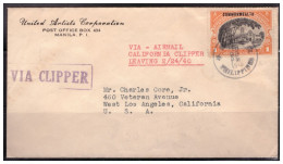 1940 PHILIPPINIES ENVELOPE SHIPPED VIA CLIPPER, FROM MANILA TO LOS ANGELES, CALIFORNIA USA - Philippines