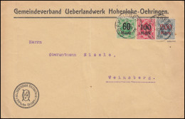 Württemberg Dienstmarken-MiF Brief OEHRINGEN 20.7.23 Nach Weinsberg, INFLA-gepr. - Cartas & Documentos
