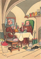 ILLUSTRATEUR - Deux Hommes Profitant De Leur Déjeuner - Colorisé - Carte Postale Ancienne - Autres & Non Classés