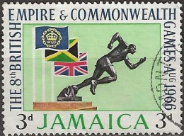 JAMAICA 1966 Eighth British Empire And Commonwealth Games - 3d Statue Of Athlete And Flags FU - Jamaica (1962-...)