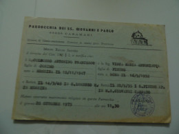 Cartolina "NOTIFICAZIONE DI MATRIMONIO  - PARROCCHIA SS. GIOVANNI CASAMARI" 1975 - 1971-80: Storia Postale