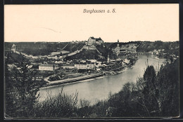 AK Burghausen A. S., Ortsansicht Mit Fluss  - Burghausen