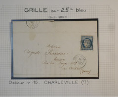 DK3 FRANCE BELLE  LETTRE   16.6.1850  CHARLEVILLE A AUXERRE  +CERES  N°4+ OB. GRILLE +DISPERSION DE COLLECTION+ - 1849-1876: Classic Period