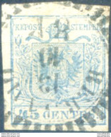 Lombardo Veneto. Stemma, Carta A Mano 45 C. Azzurro Ardesia II Tipo 1850. Usato. - Unclassified