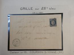 DK3 FRANCE BELLE  LETTRE  RR 28 4 1851  PETIT BUREAU COURSON +TEXTE+CERES  N°4 GRILL+ VU BEHR. DISPERSION DE COLLECTION+ - 1849-1876: Periodo Clásico