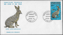 Afars Et Issas 1973 Y&T PA 96 Sur FDC. Animaux Sauvages. Lièvre - Konijnen