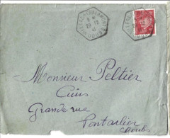 Enveloppe 1941 / Tampon Hexagonal VILLERS SOUS CHALAMONT Pour PONTARLIER / Timbre PETAIN - 1941-42 Pétain