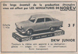 DKW Junior N°37. Norev. Voiture Miniature Ech 1/43. Nouveauté 1964 - Publicités