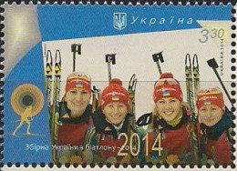 Ukraine 2014 Ukrainian Women's Biathlon Team. Mi 1397 - Inverno 2014: Sotchi