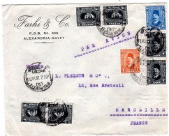 1937  " FARHI & CO "  ALEXANDRIA  Envoyée à MARSEILLE - Cartas & Documentos