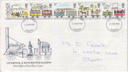 FDC "Liverpool & Manchester Railway" Obl. Chester Le 12 Mars 1980 Sur Bande De 5 TP N° 926 à 930 - 1971-80 Ediciones Decimal