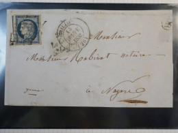 DK3 FRANCE LETTRE  DEVANT CURSIVE RARE 14 1.1852 GAILLON +STE LEUFROY  + N°4 FONCé VOISIN+VU BEHR.DISPERSION.COLLECTION+ - 1849-1876: Klassieke Periode