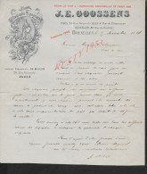 BELGIQUE LETTRE COMMERCIALE ILLUSTRÉE LITHOGRAPHIE TYPOGRAPHIE DE 1898 J E GOOSSENS BRUXELLES M BUM PARIS RUE GÉRANDO : - 1800 – 1899