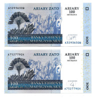 (Billets). Madagascar. 2004. 100 Ariary X2 & 200 Ar X2 & 500 Ar. Varieté De Signature. UNC Sauf 1 De 200. Pick 86-90 - Madagascar