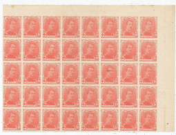 TIMBRE STAMP ZEGEL BELGIQUE  EXEPTIONNELLE PLANCHE DE 40 X LE No 130 NON DENTELE AVEC GOMME  XX - ...-1930