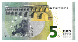 (Billets). 5 Euros 2013 Serie MA, M005I6 Signature 3 Mario Draghi N° MA 3342894059 UNC - 5 Euro