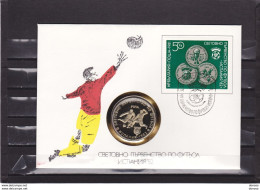 BULGARIE 1982 Football ESPANA 82 Enveloppe Avec Médaille,  Cover Coin, Timbre Du BF 98A, Michel 2981 - Lettres & Documents