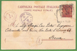 P1024 -  ITALY - Postal History - Rare RED Postmark On Card VESUVIO Volcano 1900 - Vulcani