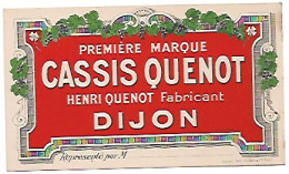 Cassis Quenot Henri Quenot Fabricant Dijon Carte De Visite - Alcoholes