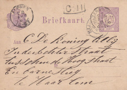 Briefkaart 27 Apr 1881 Hazerswoude (hulpkantoor Kleinrond)  Naar Alphen (kleonrond) - Poststempel