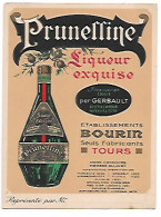 Prunelline Liqueur Etablissements Bourin Tour Carte De Visite - Alcohols