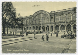 D6867] TORINO ESTERNO STAZIONE PORTA NUOVA PIAZZA CARLO FELICE TRAM Viaggiata 1952 - Stazione Porta Nuova