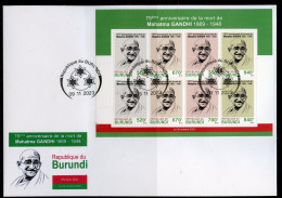 Burundi 2023, Gandhi, Sheetlet In FDC - FDC