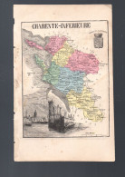 Carte Départementale Couleur  XIXe ..  Recto; CHER  Verso CHARENTE INFERIEURE    (M6423  B) - Cartes Géographiques