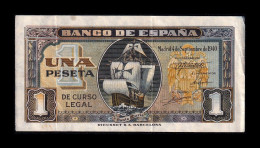 España Spain 1 Peseta Carabela 1940 Pick 122 Sin Serie Mbc/Ebc Vf/Xf - 1-2 Pesetas