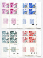 RC 27179 FRANCE COTE 18,50€ PRÉO N° 170 / 173 SÉRIE MONUMENTS BLOC DE 4 COINS DATÉS NEUF ** MNH TB - Préoblitérés