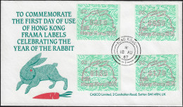 Hong Kong 1987 Y&T Distrib. 2 Sur FDC. Année Du Lapin - Astrology