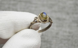 Vintage Cupronickel Ring With Stones - Ring