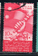 UAR EGYPT EGITTO 1958 ESTABLISHMENT OF REPUBLIC OF IRAQ 10m USED USATO OBLITERE' - Used Stamps