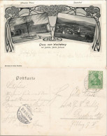 Ansichtskarte Saupsdorf-Sebnitz 2 Bild JUGENDSTIL-Ornament Wacheberg 1905 - Kirnitzschtal