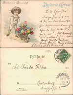 Ansichtskarte  Junge Mit Blumenkarren Postkarte Mit Blumenduft 1899 - Ante 1900