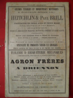 PUB 1884 - Tuiles Briques Heitchlin & Brill 71 Chalon SS, Agron 42 Briennon, Carvin Jacques 13 Marseille, Colin-Muller60 - Publicités