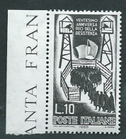 Italia 1965; Ventennale Della Resistenza: Lire 10 Francobollo Di Bordo - 1961-70: Mint/hinged