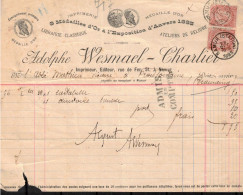 BELGIQUE       Facture Wesmael-Charlier De 1895 - Cartas & Documentos